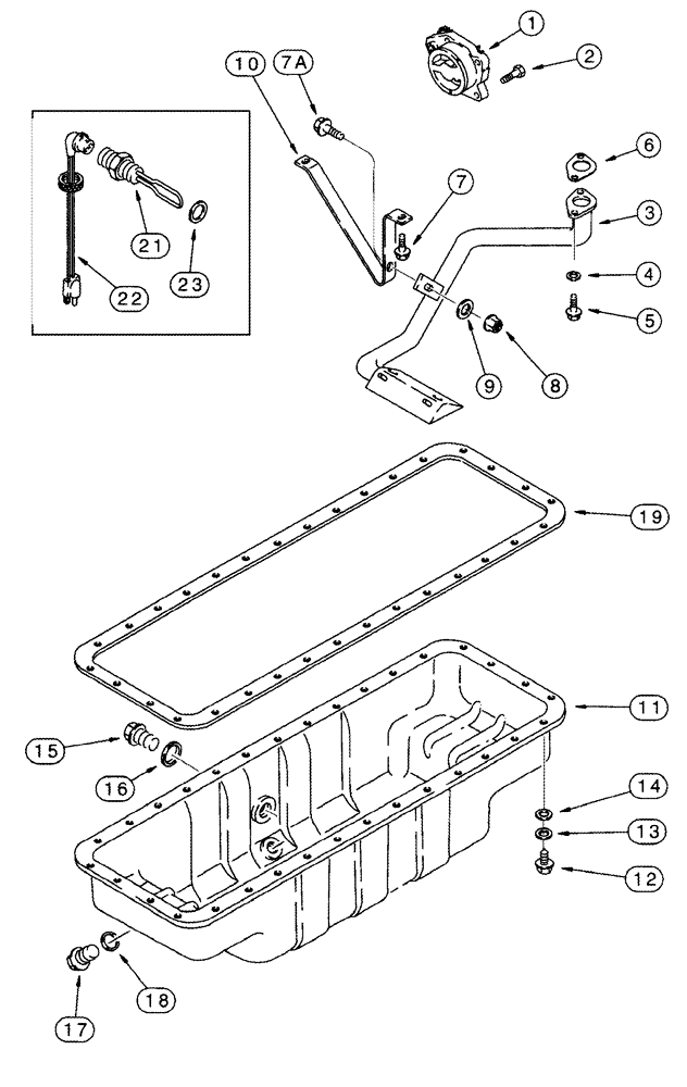 Схема запчастей Case IH 2555 - (02-15) - OIL PUMP, PAN HEATER (01) - ENGINE