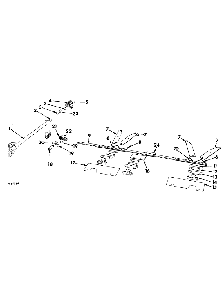 Схема запчастей Case IH 55 - (B-95) - NARROW-ROW ROW-CROP UNIT (TWO-ROW) - KNIFE DRIVE (58) - ATTACHMENTS/HEADERS