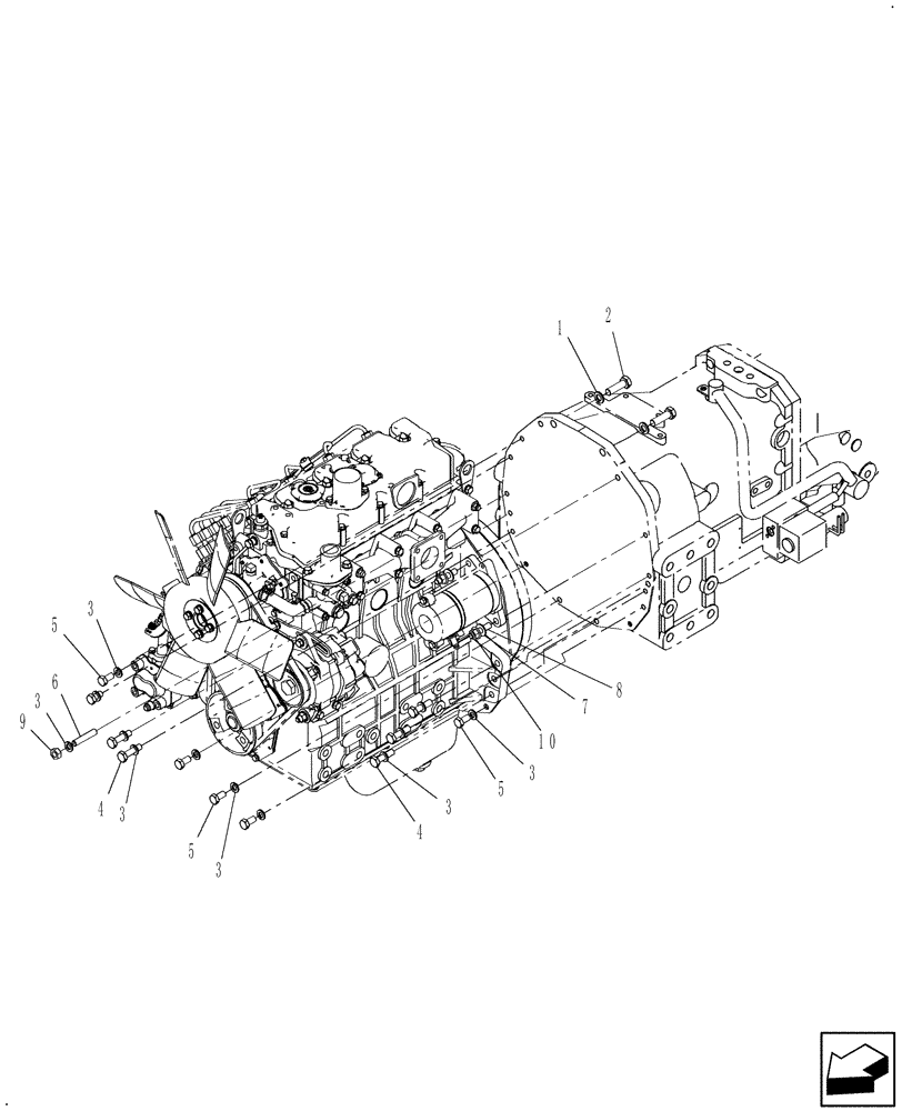 Схема запчастей Case IH FARMALL 40B CVT - (10.001.AD[02]) - ATTACHING HARDWARE ENGINE TO TRANSMISSION (10) - ENGINE