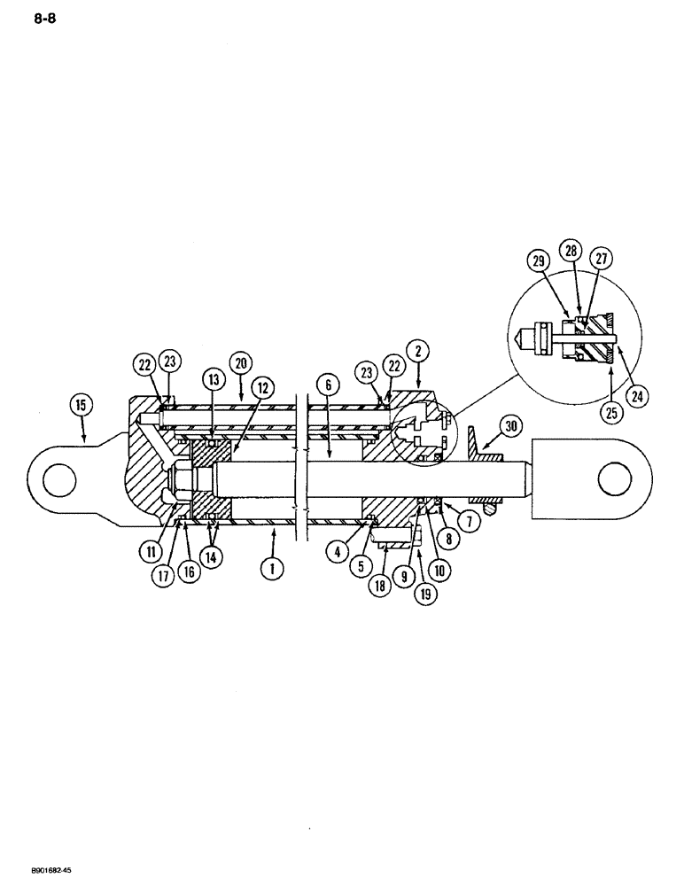 Схема запчастей Case IH 560 - (8-008) - ENDGATE LIFT CYLINDER, 371292R95, TIE ROD STOP VALVE DOUBLE ACTING, 3-1/2 ID X 8 INCH STROKE (08) - HYDRAULICS