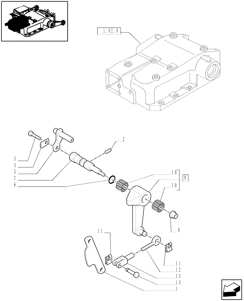 Схема запчастей Case IH JX70 - (1.82.5[06]) - LIFT CONTROLS - TIE-ROD, LEVER AND BEARING (07) - HYDRAULIC SYSTEM