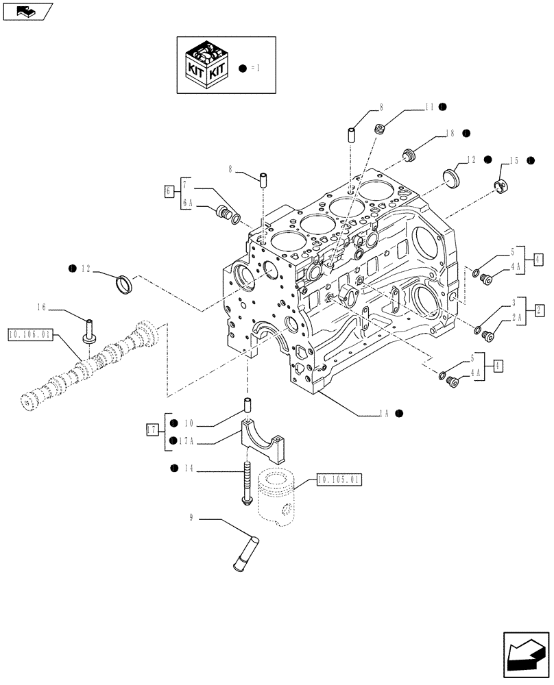 Схема запчастей Case IH F4CE9484L J602 - (10.001.02) - CYLINDER BLOCK & RELATED PARTS (2859415) (10) - ENGINE