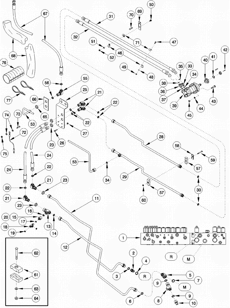 Схема запчастей Case IH 620 - (08-26) - CONVEYOR UNLOADER MOTOR SYSTEM (07) - HYDRAULICS