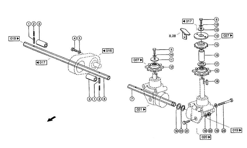 Схема запчастей Case IH 683 - (0018) - DRIVE, GATHERING CHAINS (58) - ATTACHMENTS/HEADERS