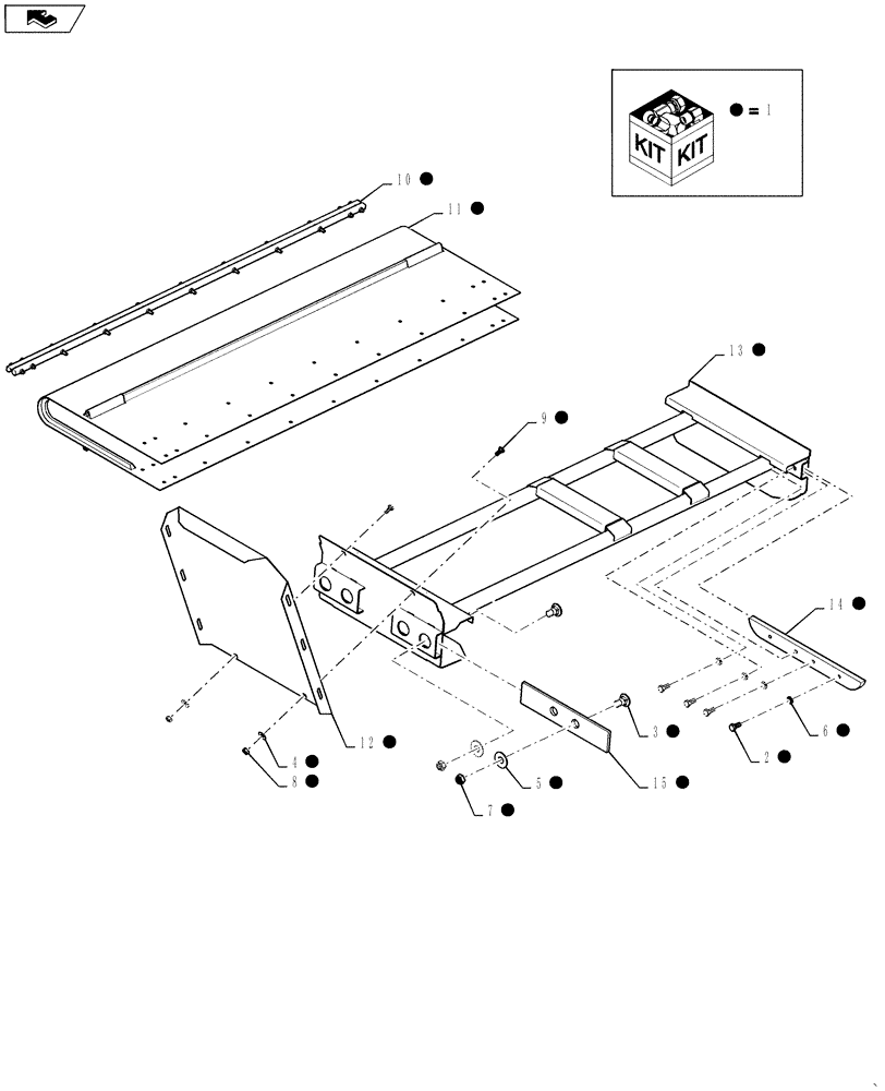 Схема запчастей Case IH DH182 - (20.02.05[01]) - KIT, DECK EXT (15) - CROP CONDITIONING