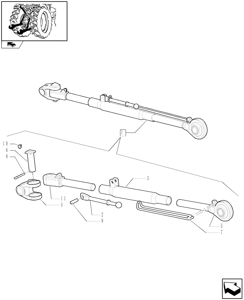 Схема запчастей Case IH PUMA 155 - (1.89.6/01A[01]) - THIRD-LINK SPRAG - BREAKDOWN - C7395 (09) - IMPLEMENT LIFT