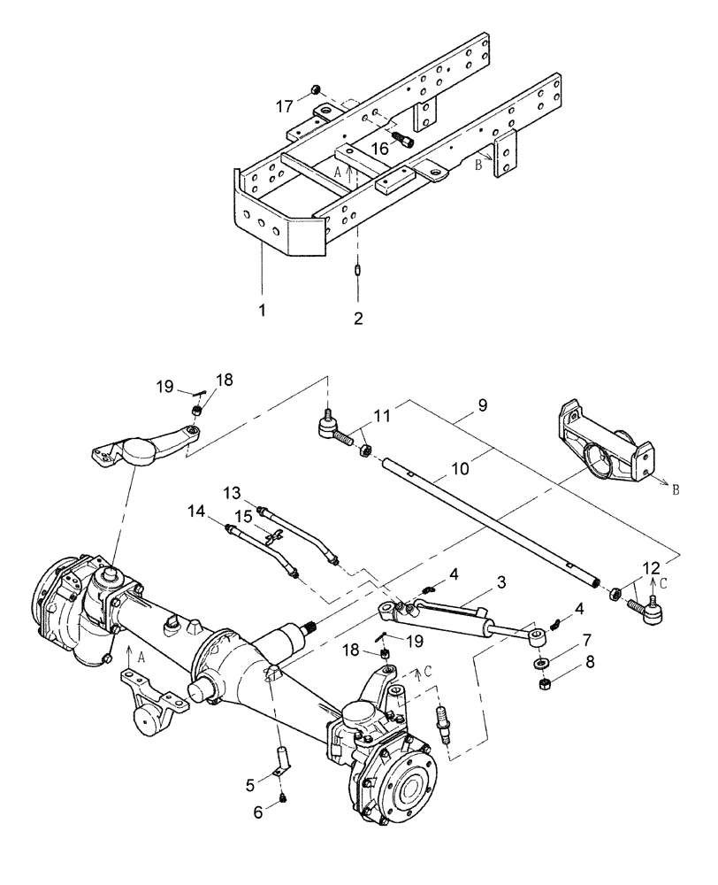 Схема запчастей Case IH DX34 - (04.03) - FRONT AXLE W/FWD (04) - FRONT AXLE & STEERING