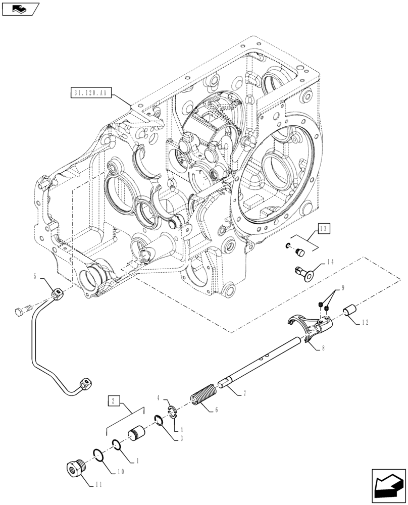 Схема запчастей Case IH FARMALL 50B - (23.304.AJ[04]) - FWD ENGAGEMENT W/O MID PTO (23) - FOUR WHEEL DRIVE SYSTEM