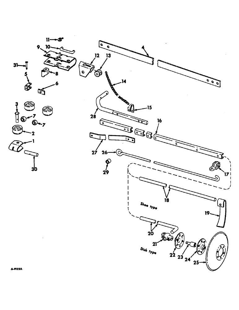 Схема запчастей Case IH 66-SERIES - (U-29) - MARKER UNIT, DISK AND SHOE TYPE, FOR 4-ROW PLANTERS, 1967 