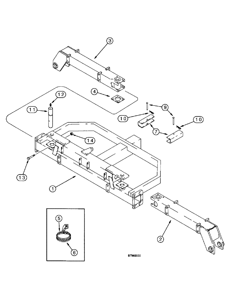 Схема запчастей Case IH 955 - (9A-016[A]) - CENTER MAIN FRAME, PLANTERS BUILT UP TO AUG 97, 12 ROW NARROW - FRONT FOLD (THROUGH PIN DBC0001060) (09) - CHASSIS/ATTACHMENTS