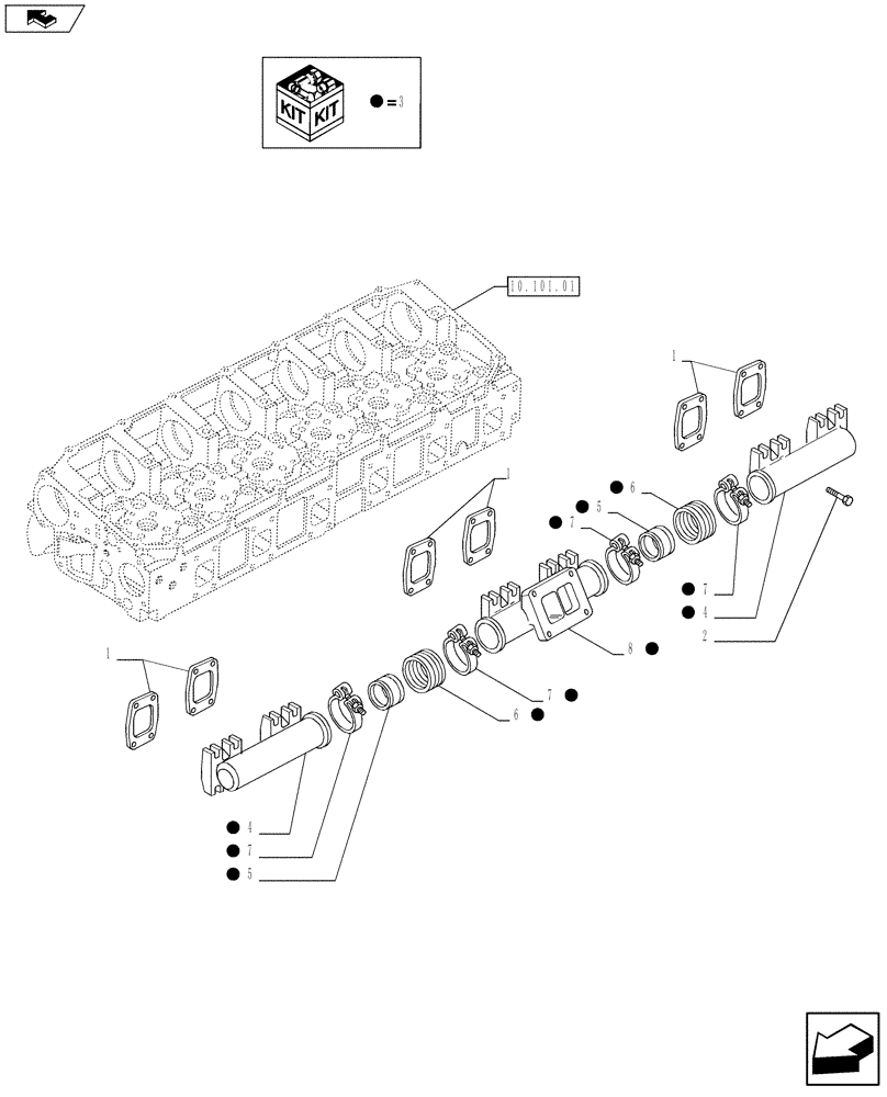 Схема запчастей Case IH F2CFE613R A021 - (10.254.05) - EXHAUST MANIFOLD (500322365) (10) - ENGINE