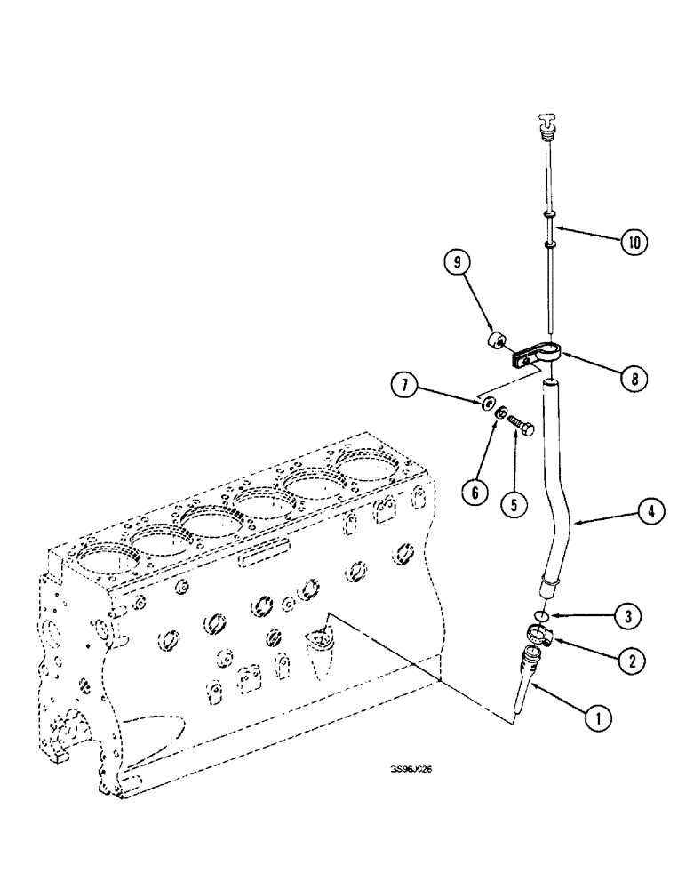 Схема запчастей Case IH 1660 - (2-50) - OIL LEVEL GAUGE AND FILLER TUBE, DT466B ENGINE (01) - ENGINE