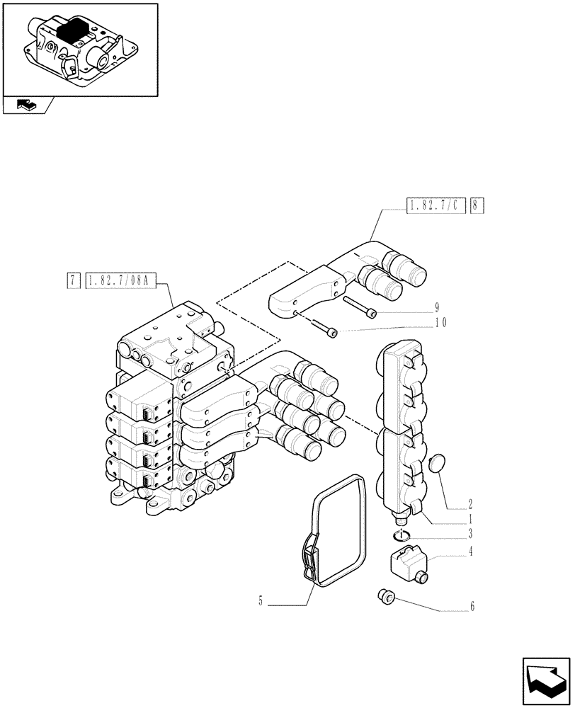 Схема запчастей Case IH PUMA 155 - (1.82.7/08[01]) - 4 CCLS (EDC) ELECTRONIC CONTROL VALVES AND ASSOCIATED PARTS - C6690 (VAR.330862-331862) (07) - HYDRAULIC SYSTEM