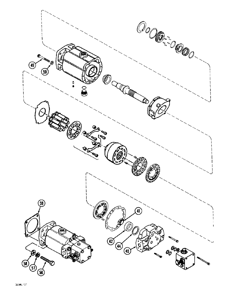 Схема запчастей Case IH 1660 - (6-40) - HYDROSTATIC MOTOR, SINGLE SPEED, 1958081C1 (CONTD) (03) - POWER TRAIN