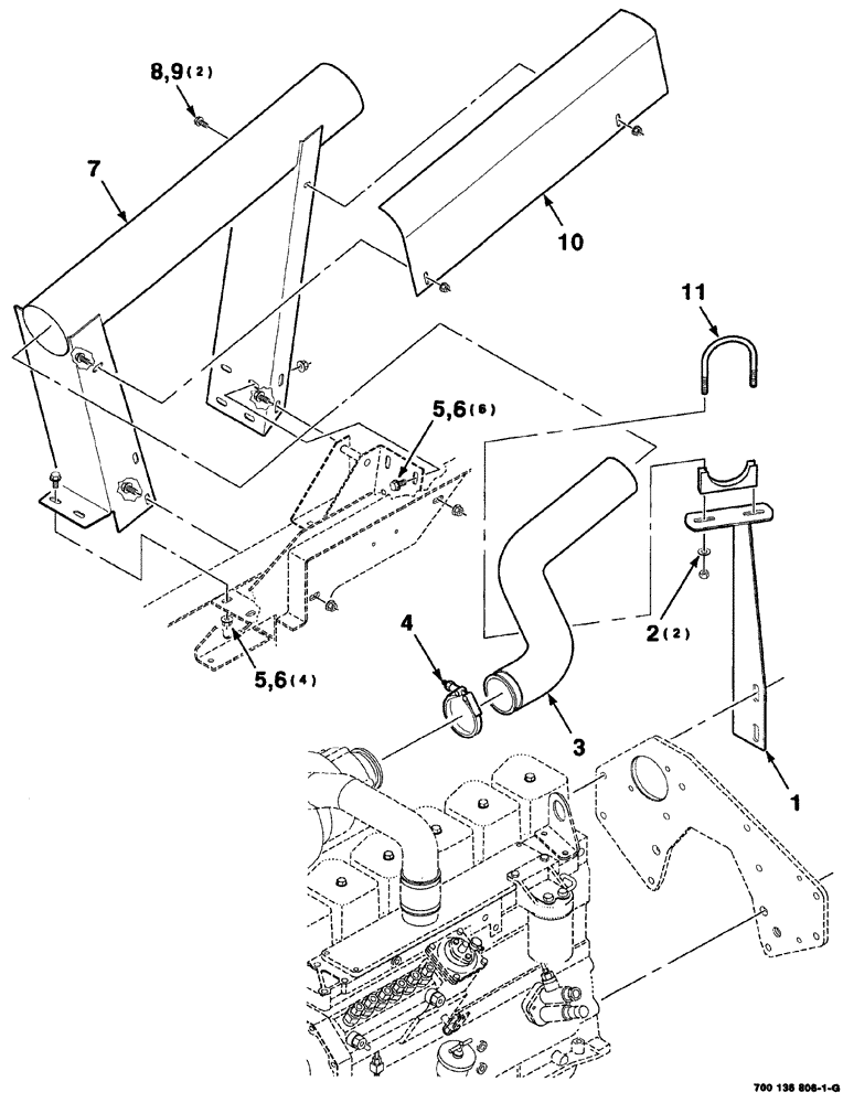 Схема запчастей Case IH 8880 - (02-010) - ENGINE EXHAUST AND MOUNTING ASSEMBLY (10) - ENGINE