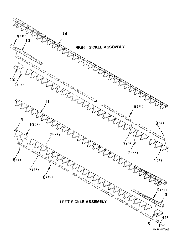 Схема запчастей Case IH 8820 - (3-06) - SICKLE ASSEMBLY, LEFT AND RIGHT, 14 FOOT BOLTED, SERRATED (09) - CHASSIS