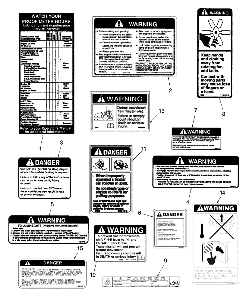 Схема запчастей Case IH FARMALL 45C - (90.108.AC[01]) - DECALS, WARNING (90) - PLATFORM, CAB, BODYWORK AND DECALS