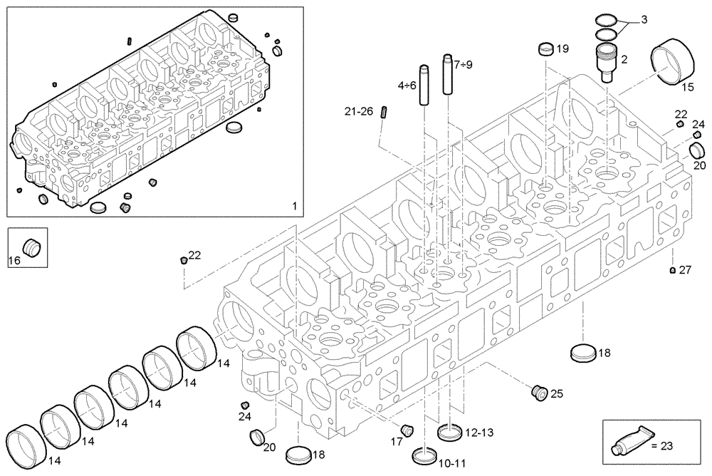 Схема запчастей Case IH F3CE0684B E005 - (0610.005) - CYLINDER HEAD 