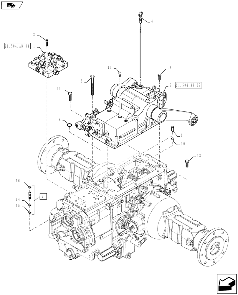 Схема запчастей Case IH FARMALL 50B - (21.504.AK[01]) - REAR HOUSING ASSEMBLY (21) - TRANSMISSION