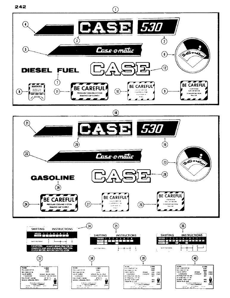 Схема запчастей Case IH 530 - (242) - 530 SERIES DECALS, DIESEL, SPARK IGNITION AND MISCELLANEOUS (09) - CHASSIS