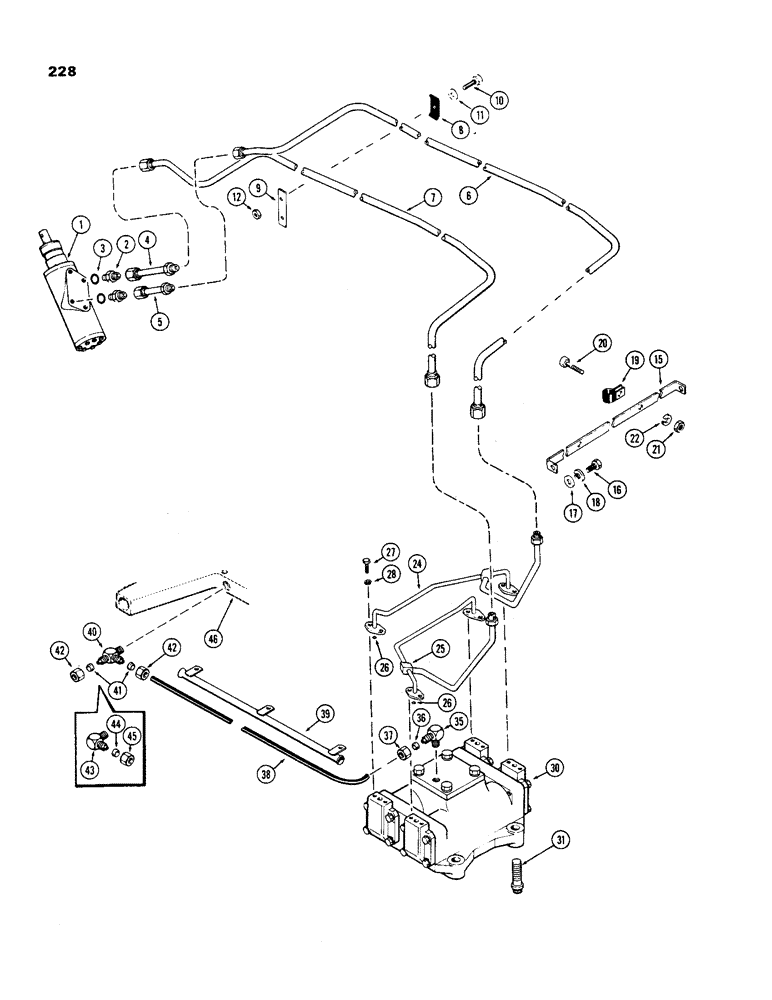 Схема запчастей Case IH 970 - (228) - HYDROSTATIC STEERING SYSTEM, W/ ADJUSTABLE FRONT AXLE USED TRACTOR SERIAL NUMBER 8693001 TO 8741587 (05) - STEERING