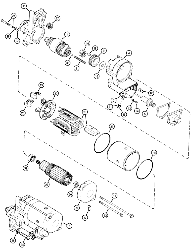 Схема запчастей Case IH MX170 - (04-14) - STARTER MOTOR (55) - ELECTRICAL SYSTEMS