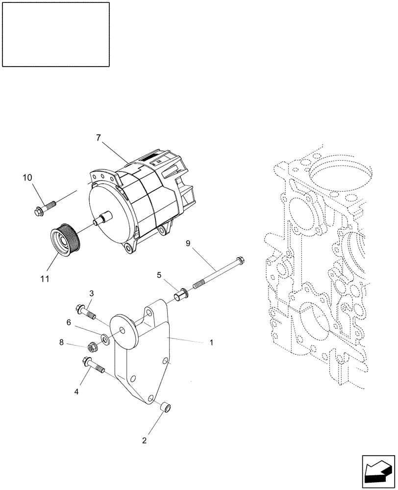 Схема запчастей Case IH 8010 - (55.301.02[01]) - ALTERNATOR MOUNTING - 8010 (55) - ELECTRICAL SYSTEMS