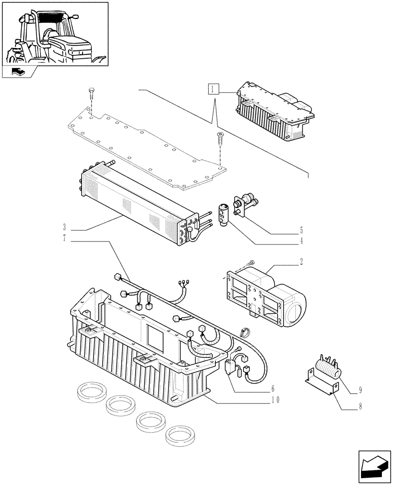 Схема запчастей Case IH FARMALL 95 - (1.92.94/01A[01A]) - AIR CONDITIONING - BREAKDOWN - D7039 (10) - OPERATORS PLATFORM/CAB