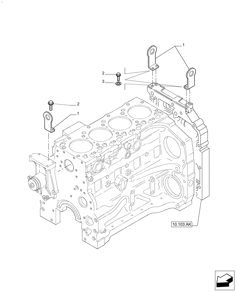 Схема запчастей Case IH FARMALL 125A - (10.001.AK) - HOOK - ENGINE (10) - ENGINE