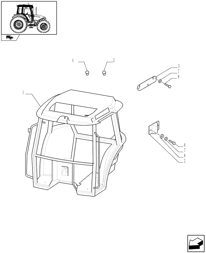 Схема запчастей Case IH FARMALL 80 - (1.92.90/01) - POWER SHUTTLE E SERVO PTO FOR DIFF. LOCK - CAB FRAME (VAR.330120-331120) (10) - OPERATORS PLATFORM/CAB