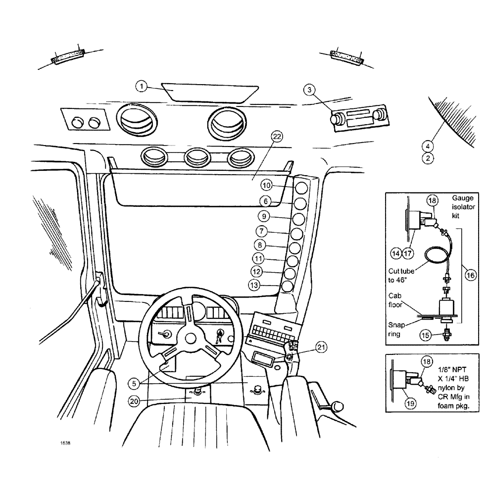 Схема запчастей Case IH SPX3185 - (006) - CAB INTERIOR, GAUGES, ACCESSORIES (90) - PLATFORM, CAB, BODYWORK AND DECALS