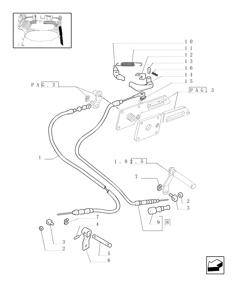 Схема запчастей Case IH JX90U - (1.10.0[02]) - THROTTLE CONTROL LINKAGE - (L/CAB) - FLEXIBLE CABLE, LEVER (02) - ENGINE EQUIPMENT