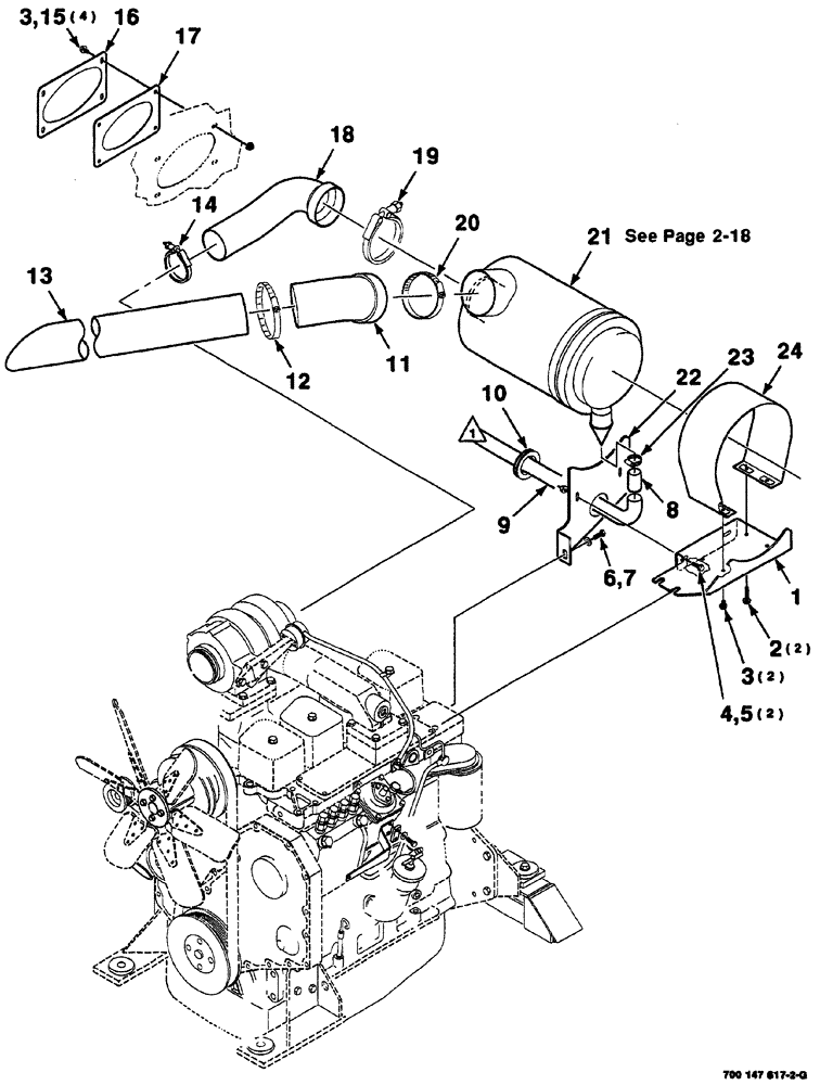 Схема запчастей Case IH 8860HP - (02-14) - AIR CLEANER, HOSES AND MOUNTING ASSEMBLY (8860 110HP) (10) - ENGINE