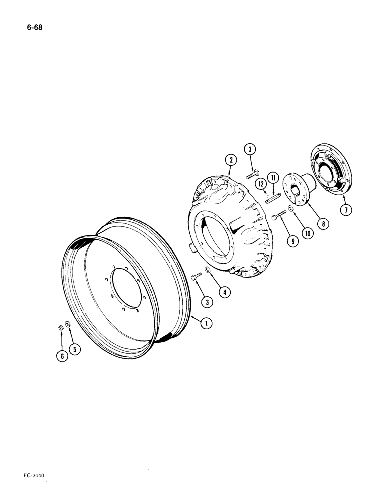 Схема запчастей Case IH 1896 - (6-68) - REAR WHEELS, 46 INCH UNIVERSAL WHEEL (06) - POWER TRAIN