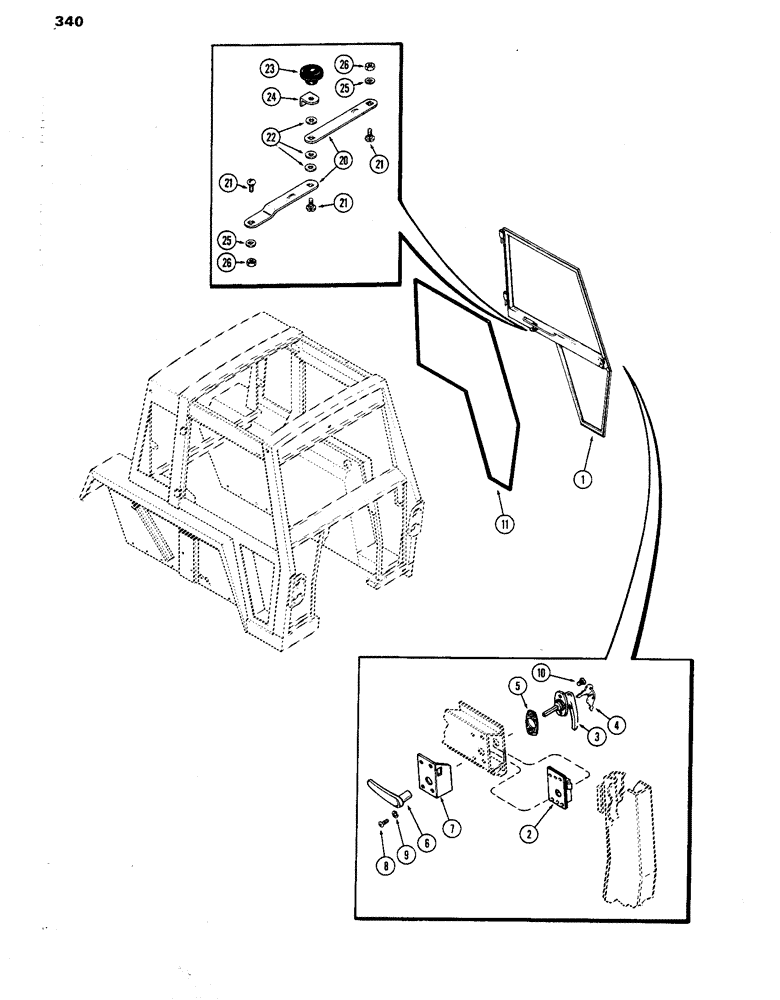 Схема запчастей Case IH 770 - (340) - CAB, DOOR (09) - CHASSIS/ATTACHMENTS