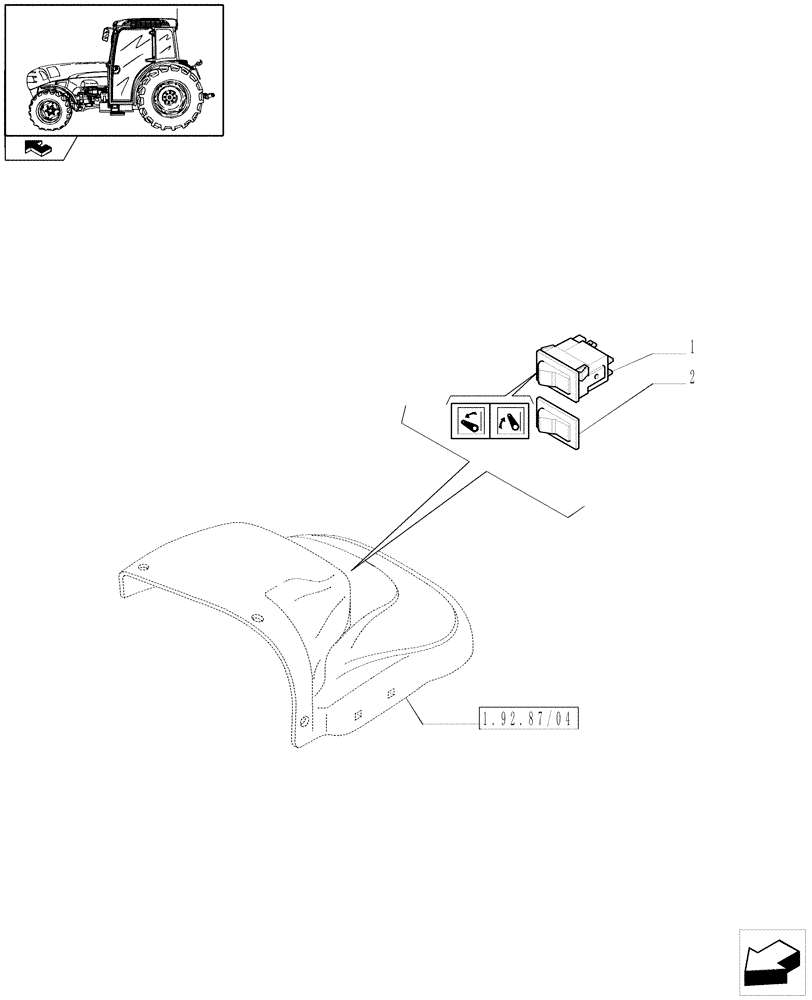 Схема запчастей Case IH FARMALL 105N - (1.91.1/02) - ELECTRONIC LIFTER - SWITCH AND RELATED PARTS (VAR.331832-332832 / 743523) (10) - OPERATORS PLATFORM/CAB