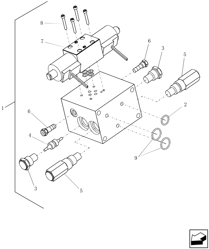 Схема запчастей Case IH 7120 - (35.204.07[01]) - VALVE, LATERAL TILT, COMPONENTS, BSN YAG208243 (35) - HYDRAULIC SYSTEMS