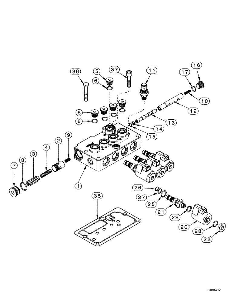 Схема запчастей Case IH MX220 - (6-064) - VALVE ASSEMBLY, TRANSMISSION CONTROL (06) - POWER TRAIN