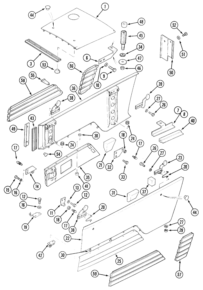 Схема запчастей Case IH 5130 - (9-058) - SIDE PANELS AND TOP SHEET, LATER PRODUCTION (09) - CHASSIS/ATTACHMENTS