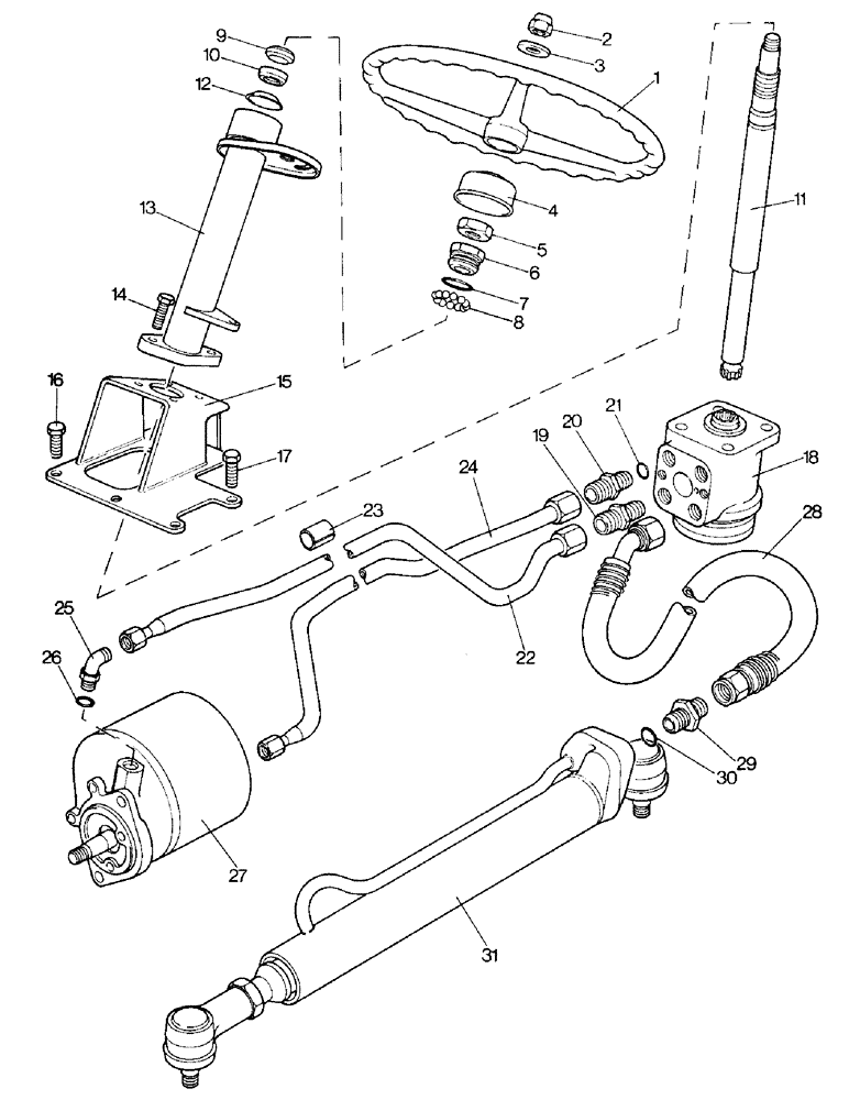 Схема запчастей Case IH 996 - (H05-1) - STEERING AND FRONT AXLE, HYDROSTATIC POWER STEERING - OPTIONAL EQUIPMENT, 990, 995, 996 Steering & Front Axle