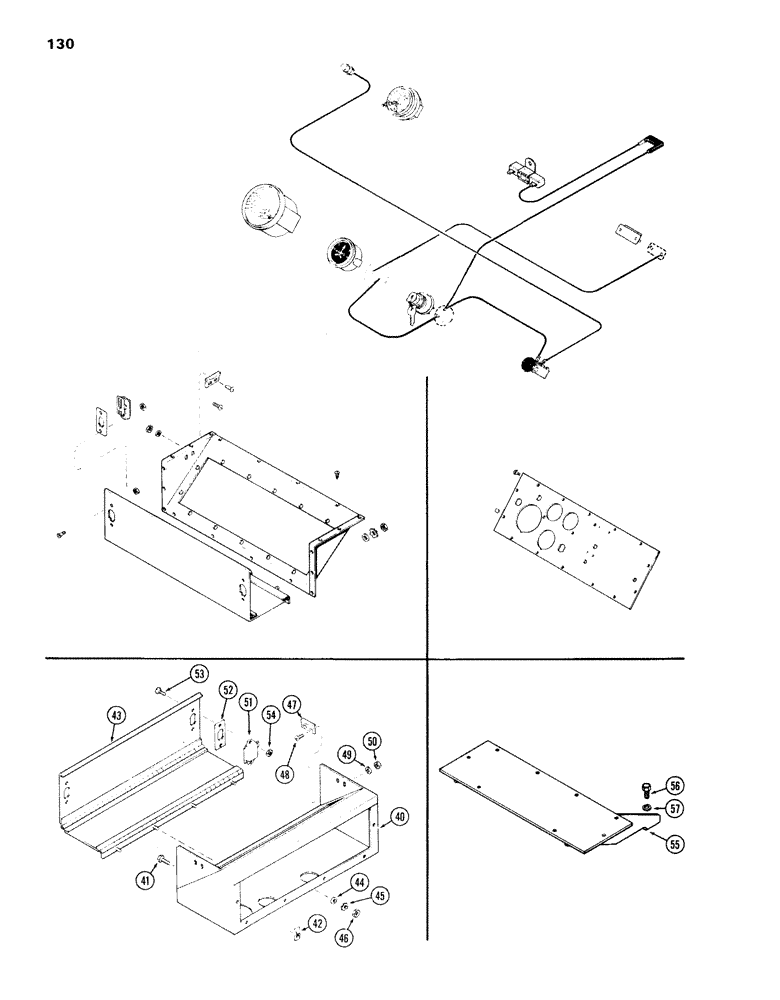 Схема запчастей Case IH 336BDT - (130) - INSTRUMENTS, COMPARTMENT AND PANEL, STANDARD GAUGES, REAR PANEL OR FUEL TANK, B OR C, D OR E, F 