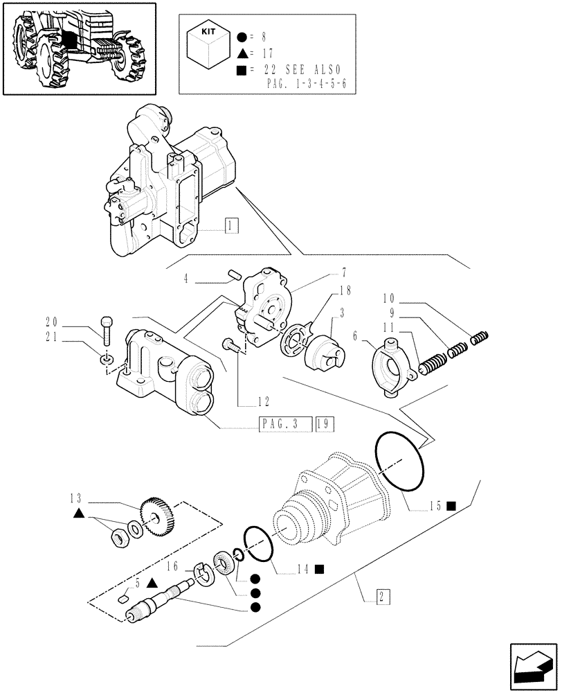 Схема запчастей Case IH MXM155 - (1.32.8/ A[02]) - PUMPS FOR HYDRAULIC SYSTEM AND LIFT - BREAKDOWN (03) - TRANSMISSION