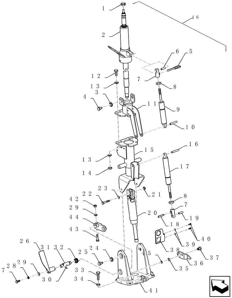 Схема запчастей Case IH 8120 - (41.204.07) - STEERING COLUMN, INTERNAL COMPONENTS (41) - STEERING