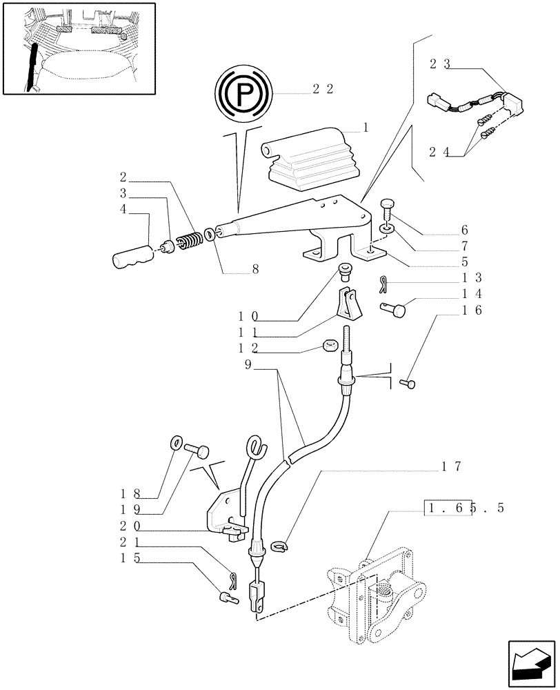 Схема запчастей Case IH MXM120 - (1.95.1) - HANDBRAKE CONTROL (10) - OPERATORS PLATFORM/CAB