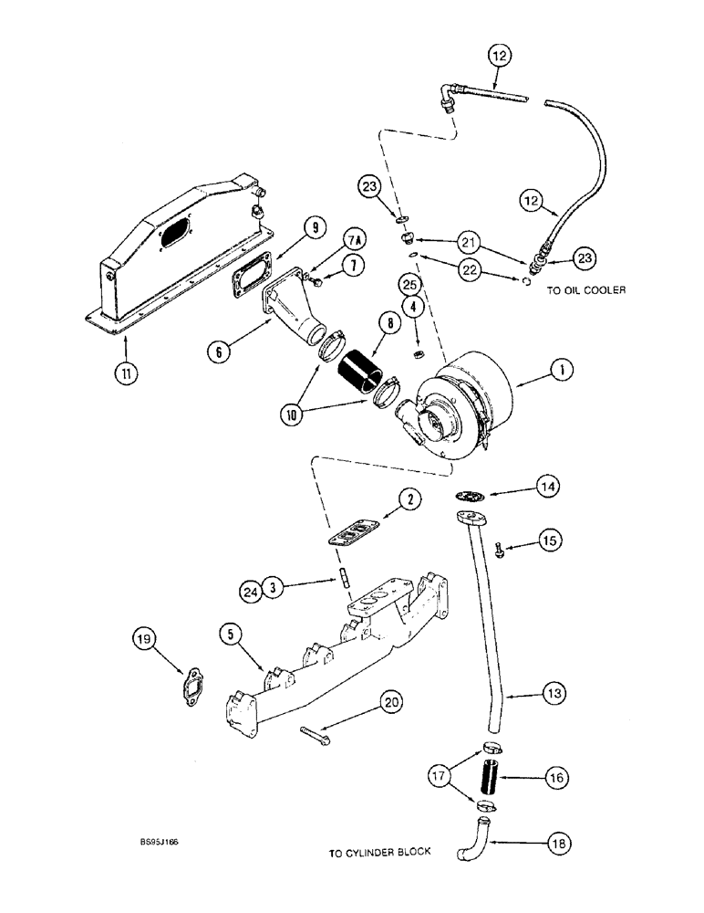Схема запчастей Case IH 1644 - (2-24) - TURBOCHARGER SYSTEM, 6TA-590 ENGINE (01) - ENGINE