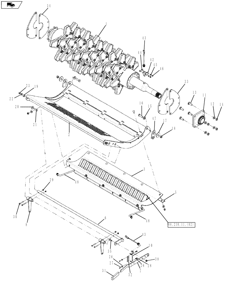 Схема запчастей Case IH 7120 - (88.210.13[02]) - STRAWCHOPPER, INTEGRAL, 3X3, ASN YAG208311 (88) - ACCESSORIES