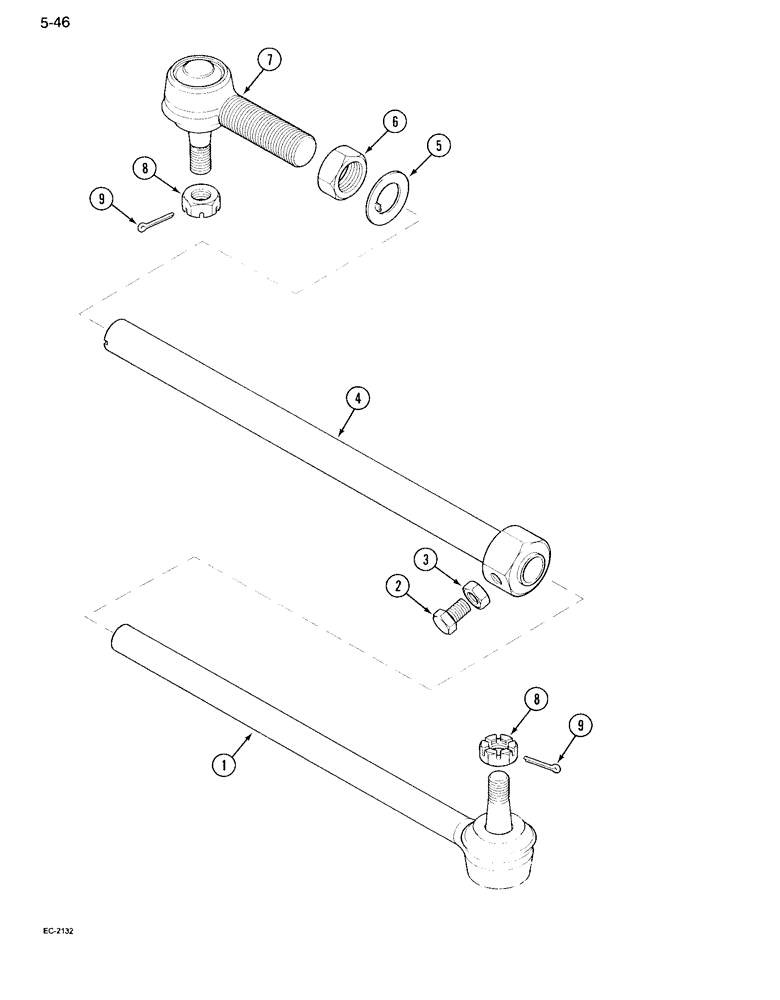 Схема запчастей Case IH 995 - (5-46[B]) - TIE RODS, ADJUSTABLE FRONT AXLES, SWEPT BACK FRONT AXLE (05) - STEERING