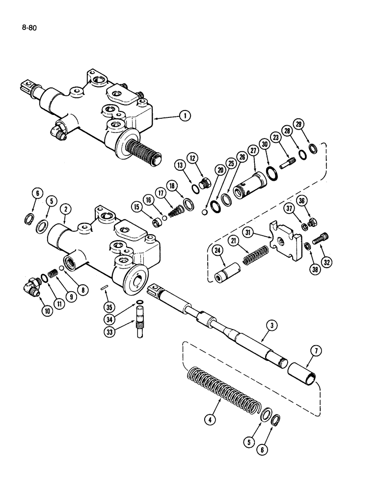 Схема запчастей Case IH 3394 - (8-80) - HITCH VALVE (08) - HYDRAULICS