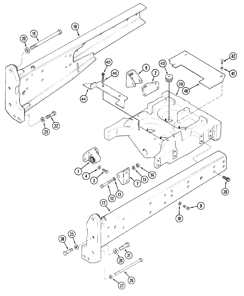 Схема запчастей Case IH 7220 - (9-018) - ENGINE MOUNT AND SIDE FRAME (09) - CHASSIS/ATTACHMENTS