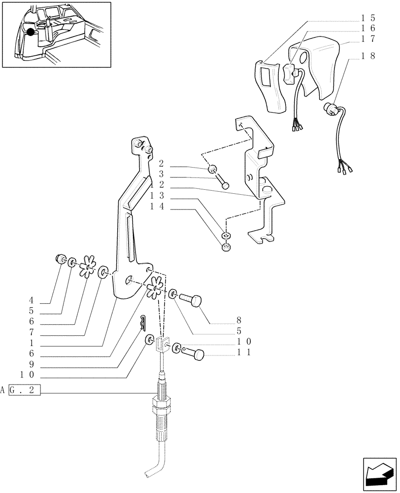 Схема запчастей Case IH MXM130 - (1.95.4[01]) - ACCELERATOR HAND CONTROL LINKAGE (10) - OPERATORS PLATFORM/CAB